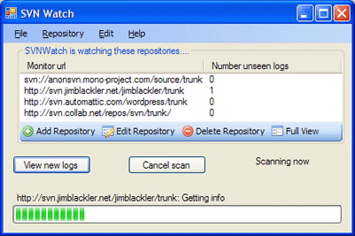 The main SVNWatch window